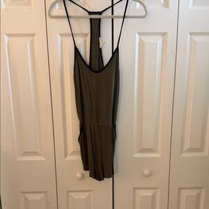 Striped Black and dark green romper